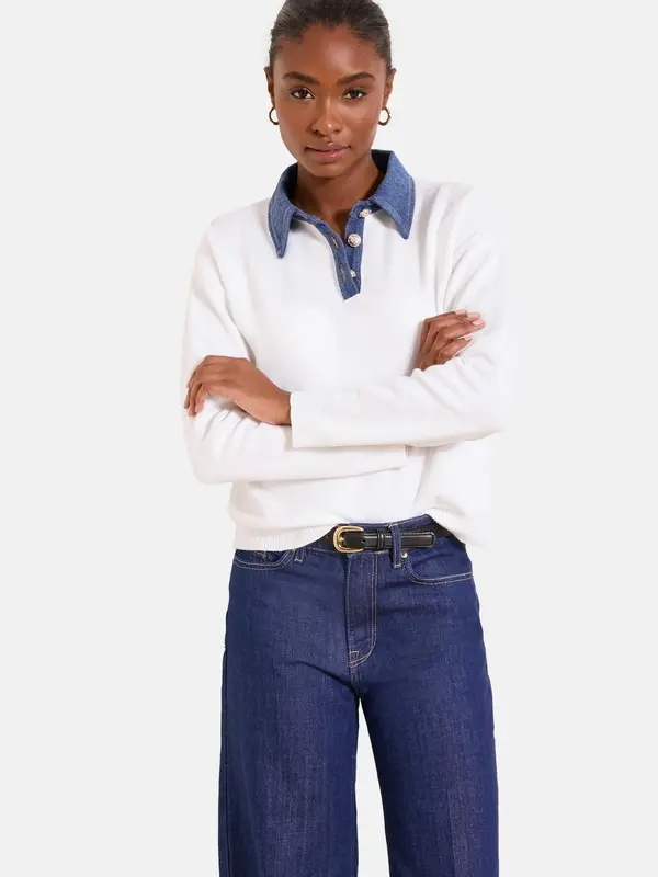 Lipsy Lipsy Pulover  moder denim / bela