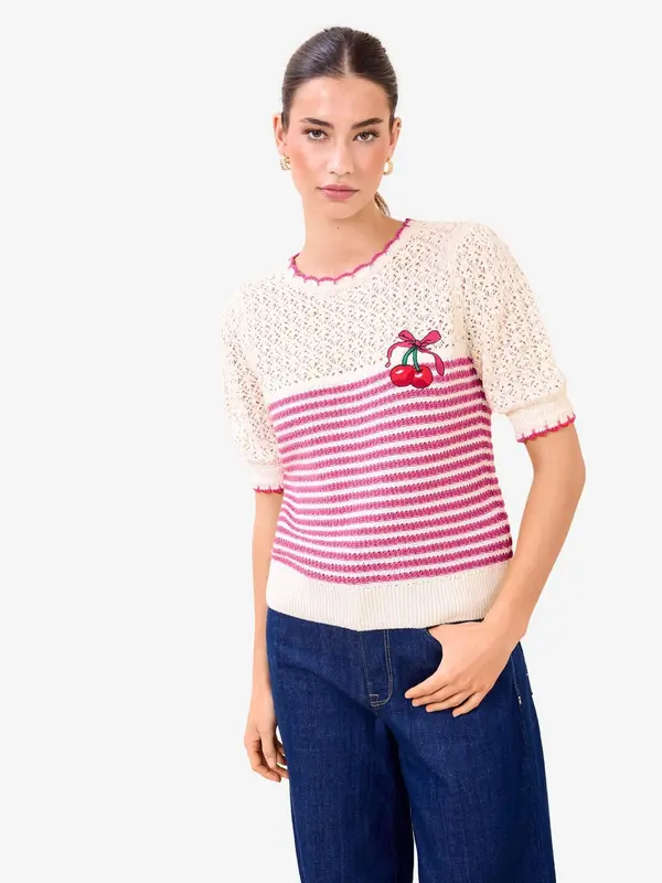 Lipsy Lipsy Pulover  zelena / roza / rdeča / naravno bela