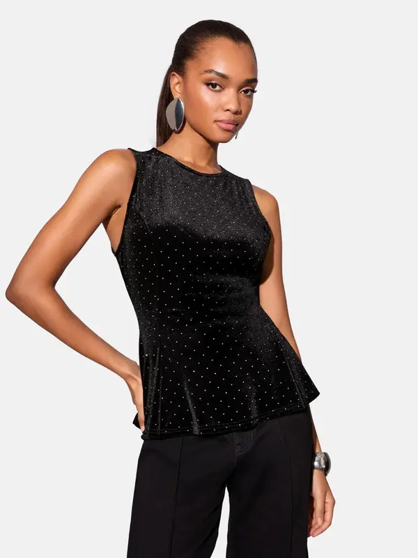 Lipsy Lipsy Top  siva / črna