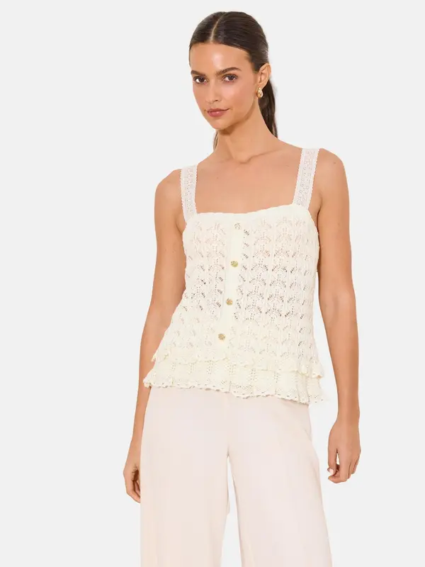Lipsy Lipsy Top z naramnicami  ecru