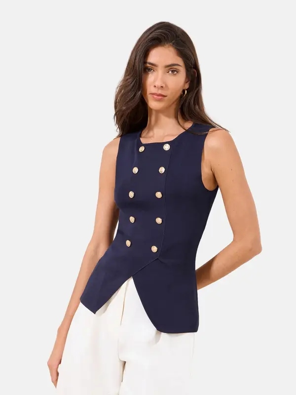 Lipsy Lipsy Top z naramnicami  mornarska