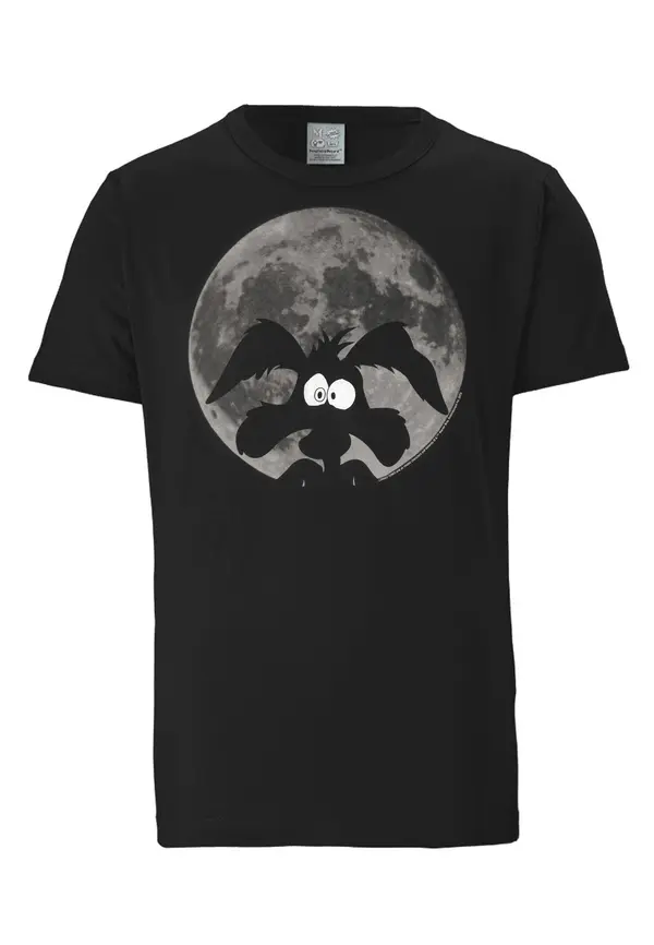 LOGOSHIRT LOGOSHIRT Majica 'Looney Tunes - Coyote Mond'  črna