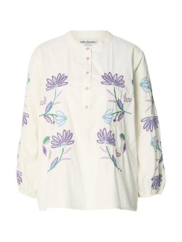 Lollys Laundry Lollys Laundry Bluza 'Faith'  kremna / svetlo modra / zelena / temno liila