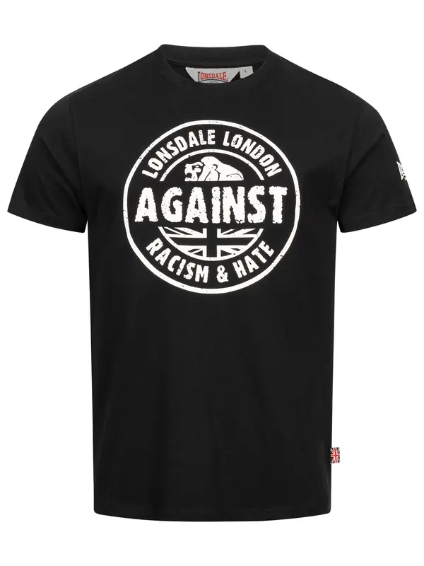LONSDALE LONSDALE Majica 'Against Racism'  črna / bela