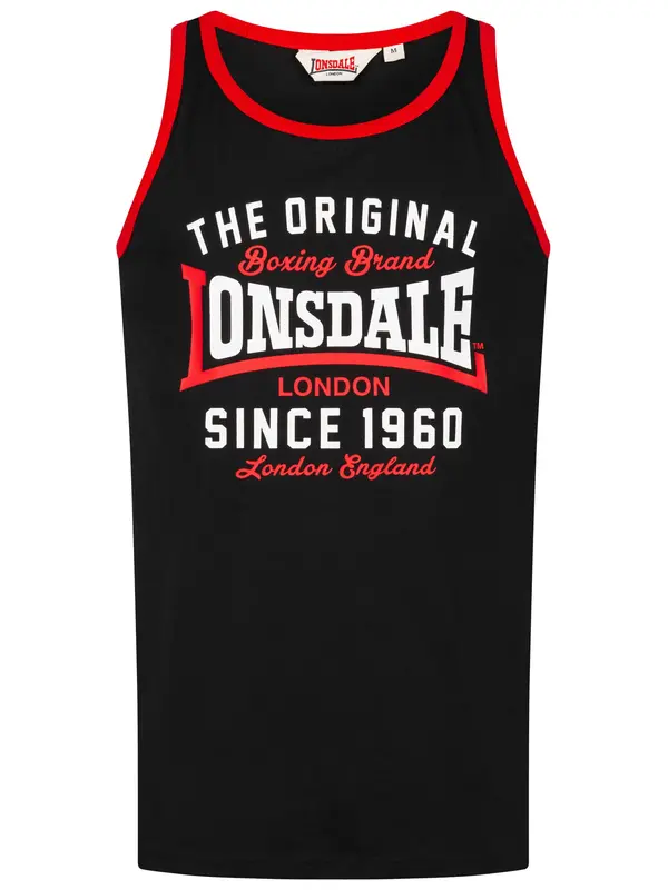 LONSDALE LONSDALE Majica 'Andover'  rdeča / črna / bela