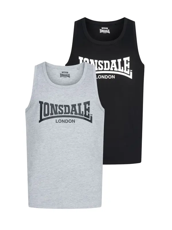 LONSDALE LONSDALE Majica 'Averham'  pegasto siva / črna / bela