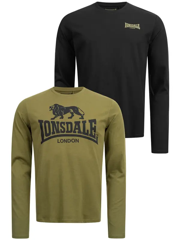 LONSDALE LONSDALE Majica 'Ayrshire'  kaki / črna