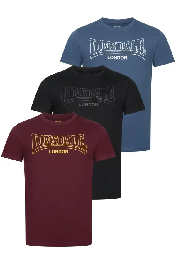 LONSDALE LONSDALE Majica 'Beanley'  mornarska / krvavo rdeča / črna