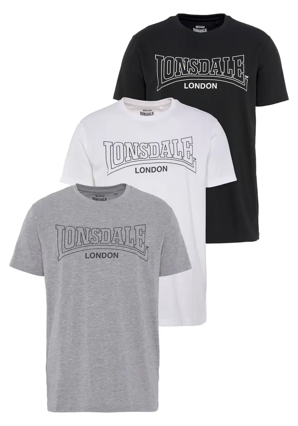 LONSDALE LONSDALE Majica 'Beanley'  siva / črna / bela