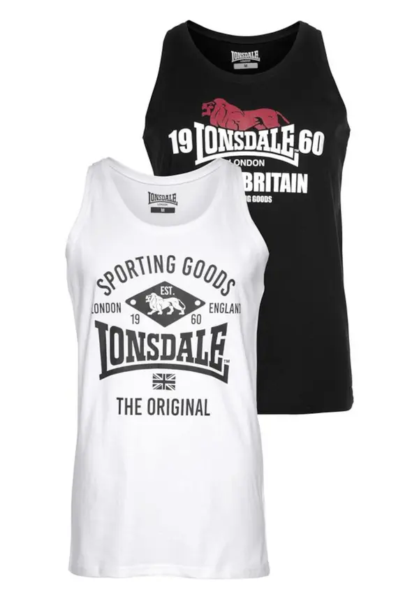 LONSDALE LONSDALE Majica 'Biggin'  rjasto rdeča / črna / bela