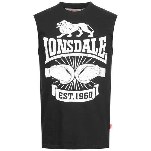 LONSDALE LONSDALE Majica 'Cleator'  črna / bela