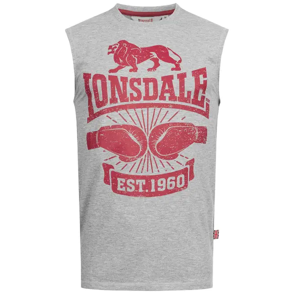LONSDALE LONSDALE Majica 'Cleator'  svetlo siva / krvavo rdeča