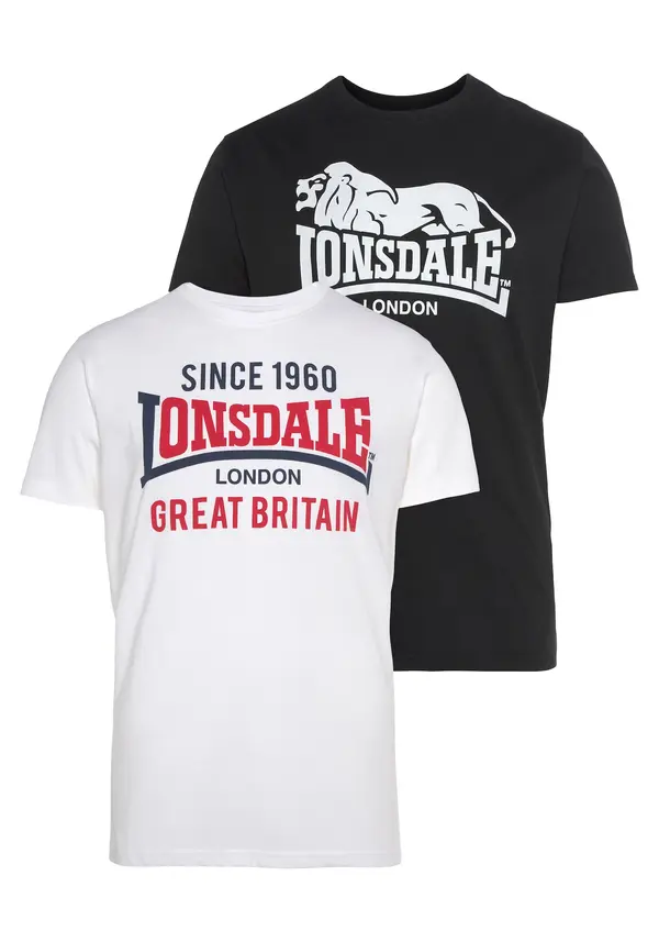 LONSDALE LONSDALE Majica 'Collessie'  rdeča / črna / bela