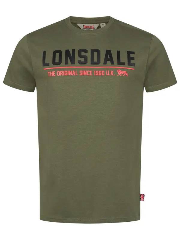 LONSDALE LONSDALE Majica 'Crantock'  oliva / grenada / črna