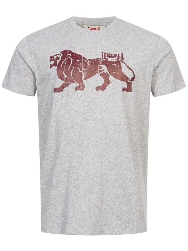 LONSDALE LONSDALE Majica 'Endmoor'  pegasto siva / vinsko rdeča