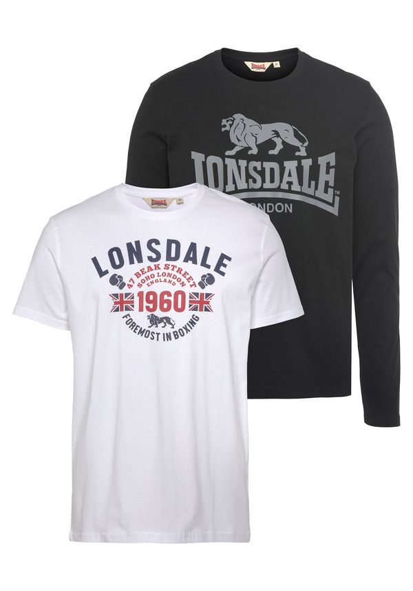 LONSDALE LONSDALE Majica 'Fintona'  modra / siva / temno rdeča / črna / bela