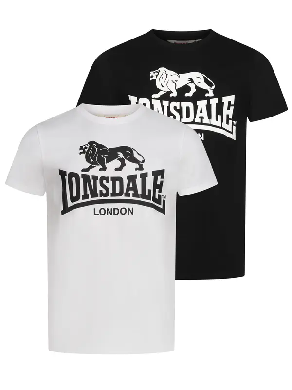 LONSDALE LONSDALE Majica 'Kelso'  črna / bela