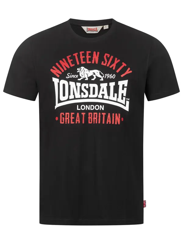 LONSDALE LONSDALE Majica 'Kilchoan'  rdeča / črna / bela