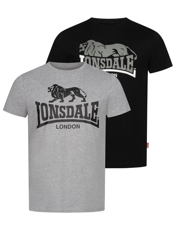 LONSDALE LONSDALE Majica ' LOSCOE '  siva / črna