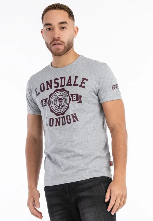 LONSDALE LONSDALE Majica 'Murrister'  temno rjava / pegasto siva
