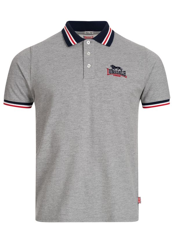 LONSDALE LONSDALE Majica 'Occumster'  mornarska / pegasto siva / rdeča / bela