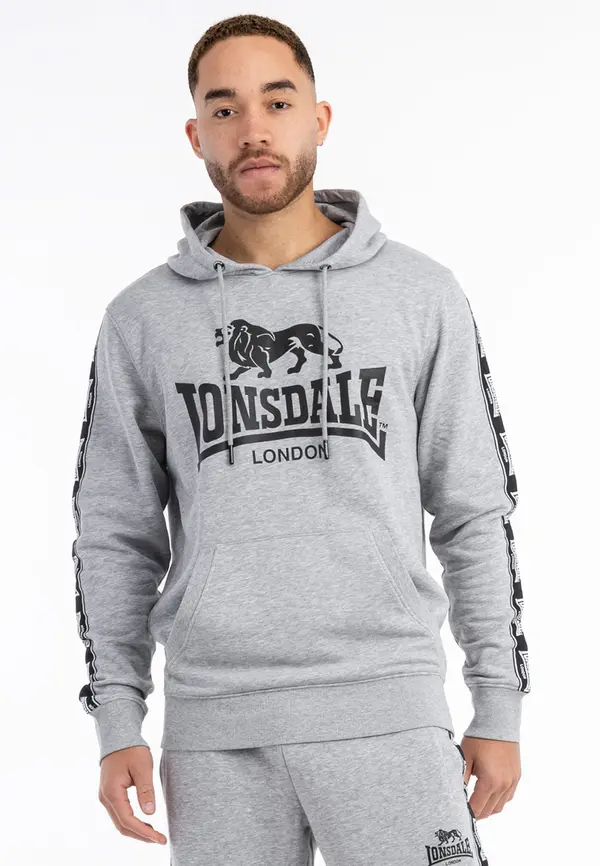 LONSDALE LONSDALE Majica 'Scousburgh'  pegasto siva / črna