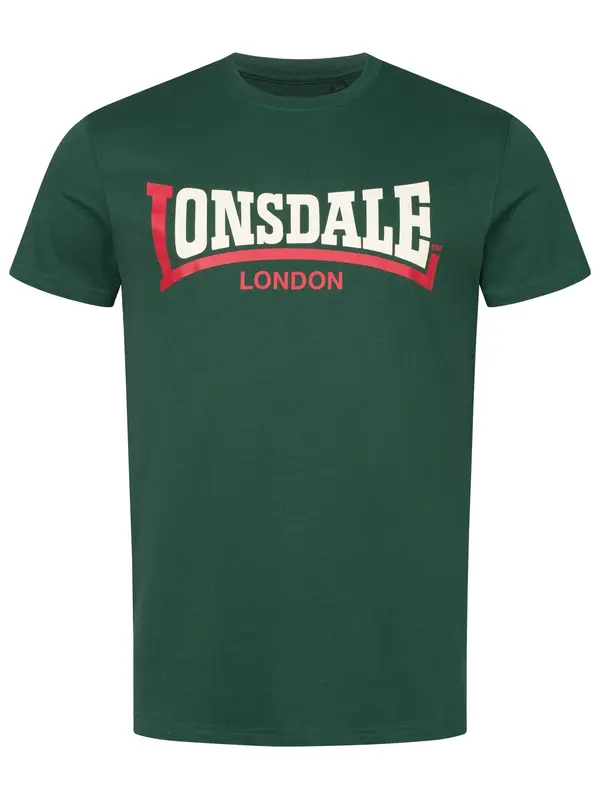 LONSDALE LONSDALE Majica 'Two Tone'  temno zelena / temno oranžna / bela