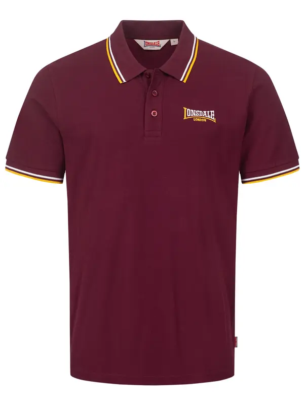 LONSDALE LONSDALE Majica 'Velton'  kari / vinsko rdeča / bela