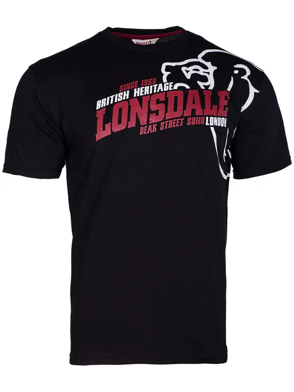 LONSDALE LONSDALE Majica 'Walkley'  češnjevo rdeča / črna / bela