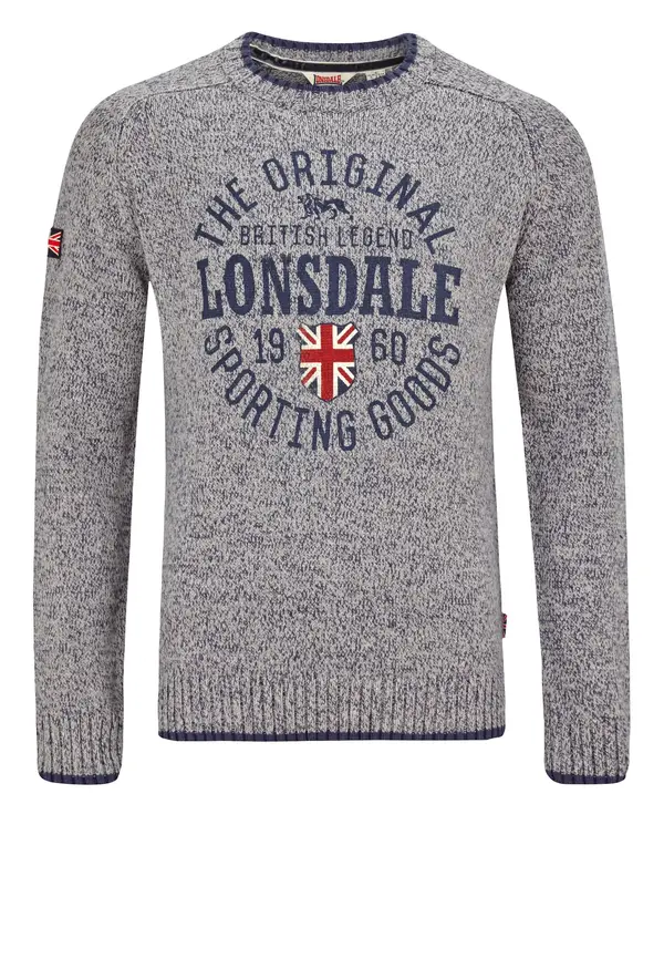 LONSDALE LONSDALE Pulover 'Borden'  marine / pegasto siva / rdeča / bela