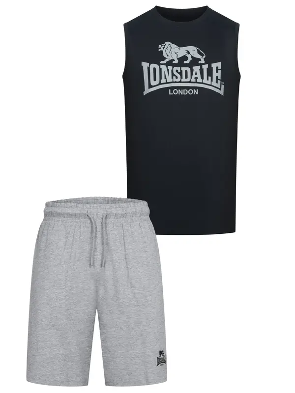 LONSDALE LONSDALE Športna trenirka 'Claremorris'  pegasto siva / črna