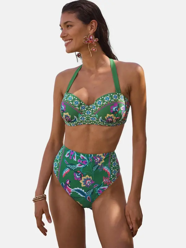 love & roses love & roses Bikini hlačke  zelena / petrol / lila / bela