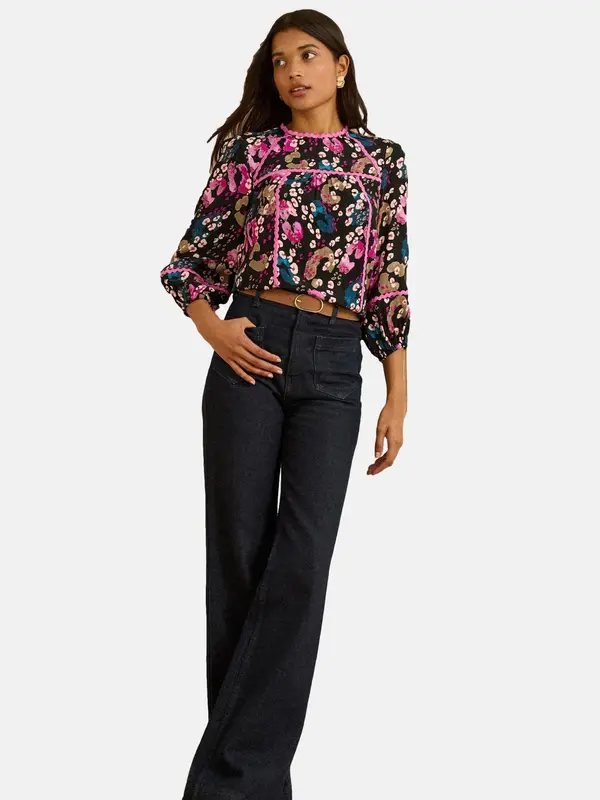 love & roses love & roses Bluza  brokat / petrol / magenta / črna