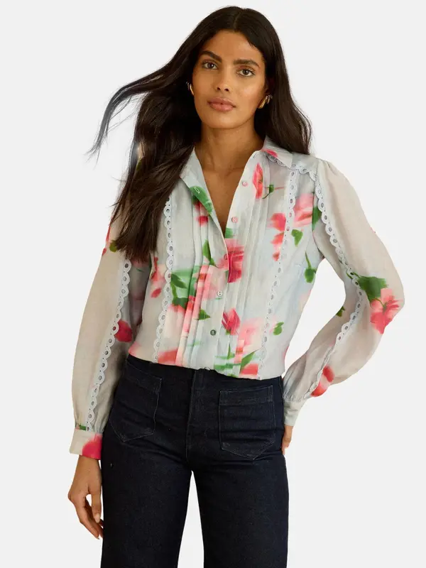 love & roses love & roses Bluza  pastelno modra / zelena / staro roza / češnjevo rdeča