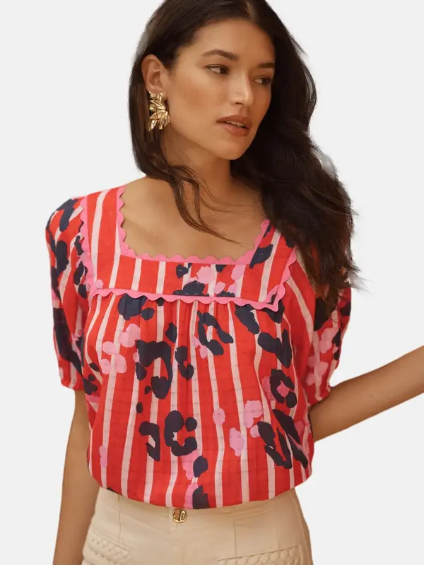 love & roses love & roses Bluza  temno modra / roza / rdeča / bela