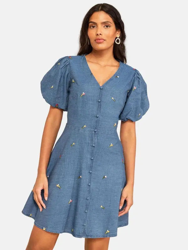 love & roses love & roses Poletna obleka  moder denim / rumena / oliva / roza