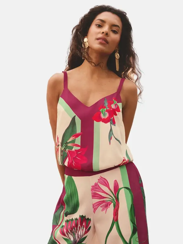 love & roses love & roses Top 'Cami'  slonovina / meta / rdeča / rdeče vijolična