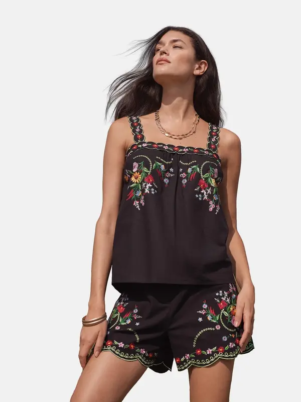 love & roses love & roses Top  zelena / pastelno lila / rdeča / črna