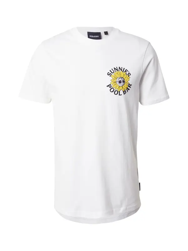 Lyle & Scott Lyle & Scott Majica 'Sunnies Pool Bar'  rumena / svetlo roza / črna / bela