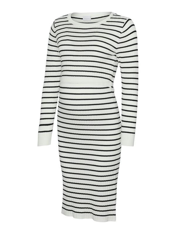 MAMALICIOUS MAMALICIOUS Pletena obleka 'MLALIMA JUNE'  črna / bela