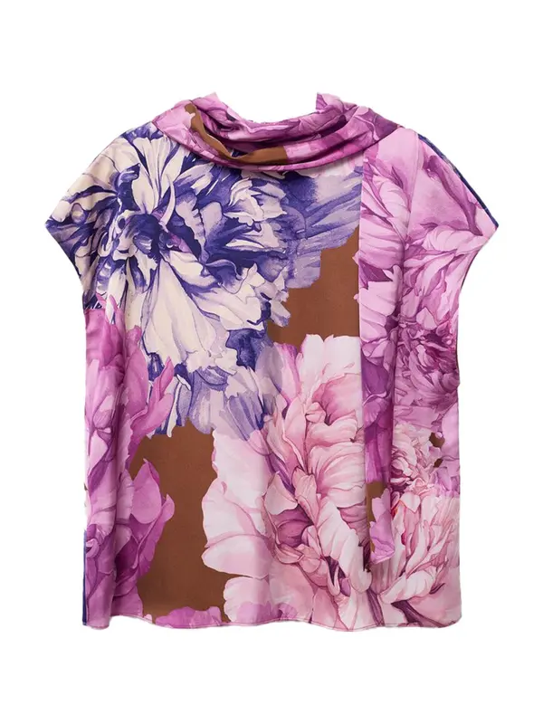 MANGO MANGO Bluza 'ANITA'  temno modra / rjava / lila / roza