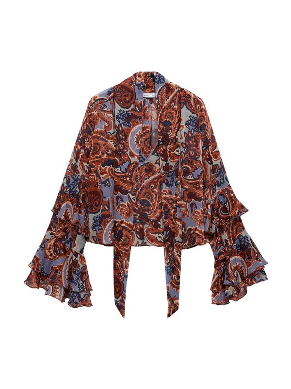 MANGO MANGO Bluza  bež / mornarska / svetlo modra / rjava