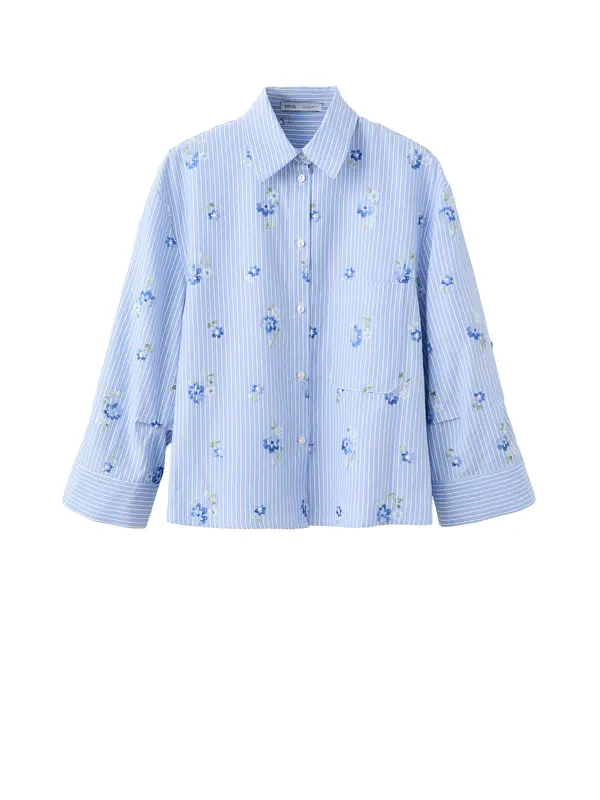 MANGO MANGO Bluza 'Florix'  modra / svetlo modra / svetlo zelena / bela