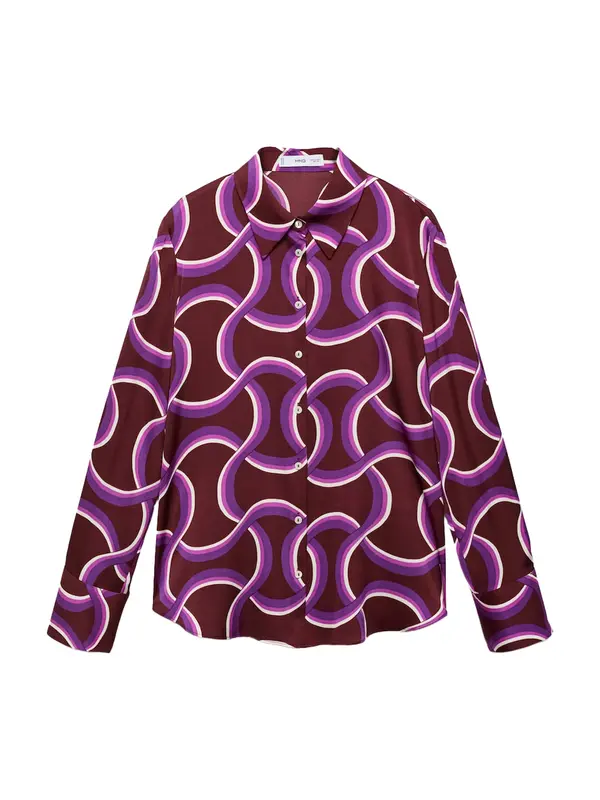 MANGO MANGO Bluza 'IDEALE'  lila / orhideja / vinsko rdeča / bela