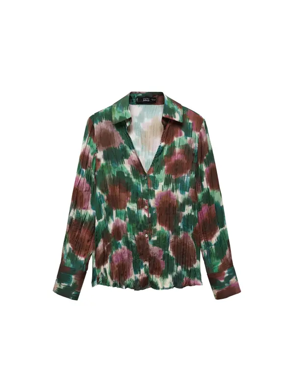 MANGO MANGO Bluza 'NOGAL'  rjava / zelena / pastelno zelena / svetlo lila