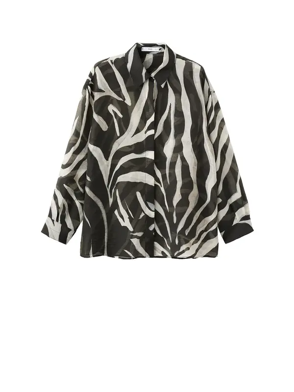 MANGO MANGO Bluza 'SALOME'  siva / črna / off-bela