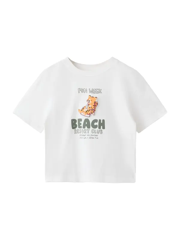 MANGO KIDS MANGO KIDS Majica 'BEACH'  oliva / oranžna / črna / bela