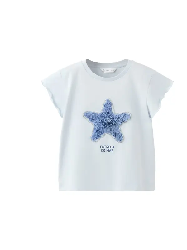 MANGO KIDS MANGO KIDS Majica 'ESTRELLA'  opal / pastelno modra / črna