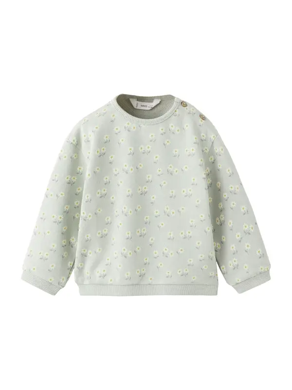 MANGO KIDS MANGO KIDS Majica 'FLOR'  kari / temno siva / pastelno zelena / bela
