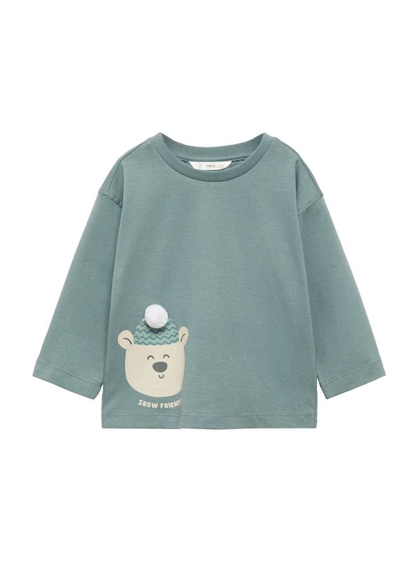 MANGO KIDS MANGO KIDS Majica 'POMPON'  greige / zelena / bela